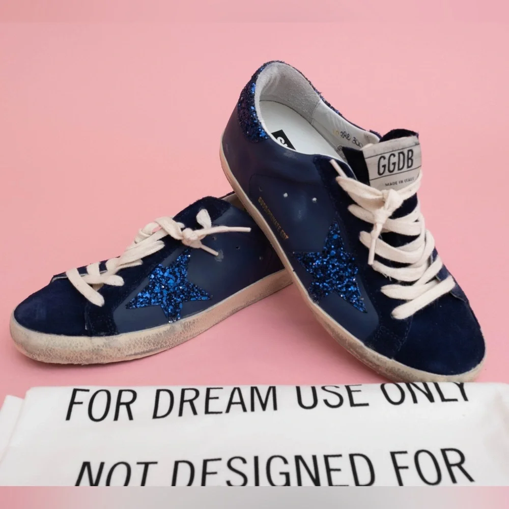 Authentic dark blue Golden Goose Superstars size 37 in excellent condition